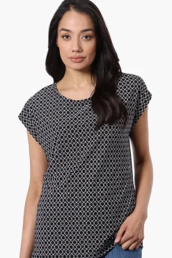 Beechers Brook Patterned Cap Sleeve Tee - Black