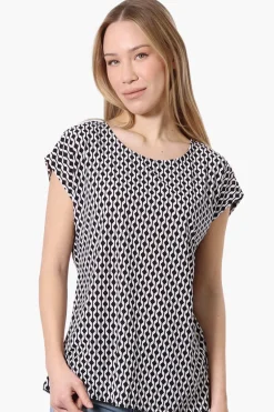 Beechers Brook Patterned Cap Sleeve Tee - White