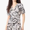 Beechers Brook Patterned Back Tie Crossover Day Dress - White