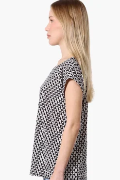 Beechers Brook Patterned Cap Sleeve Tee - White