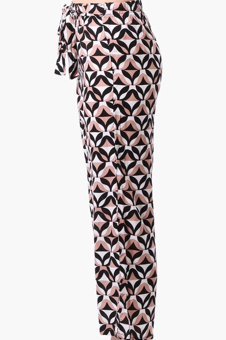 Beechers Brook Patterned Tie Waist Cropped Pants - White