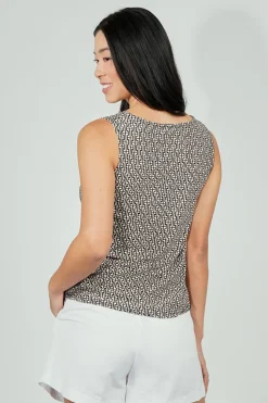 Beechers Brook Patterned Cowl Neck Tank Top - Black
