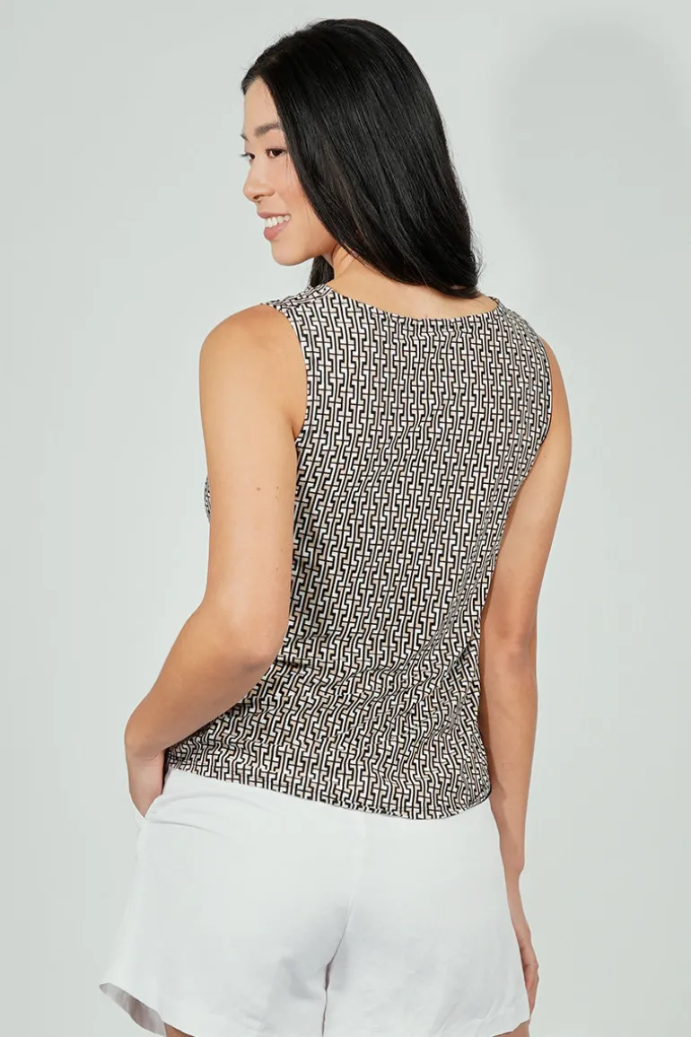 Beechers Brook Patterned Cowl Neck Tank Top - Black