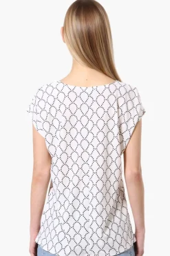 Beechers Brook Patterned Cap Sleeve Tee - White
