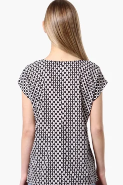 Beechers Brook Patterned Cap Sleeve Tee - White