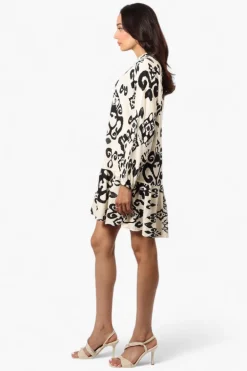 Beechers Brook Patterned Button Up Day Dress - Beige