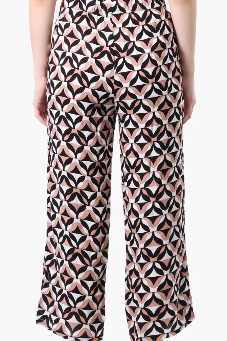 Beechers Brook Patterned Tie Waist Cropped Pants - White