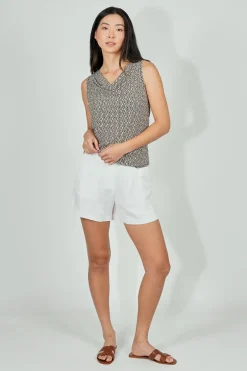 Beechers Brook Patterned Cowl Neck Tank Top - Black