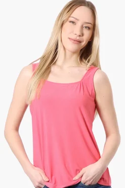 Beechers Brook Solid Square Neck Tank Top - Pink
