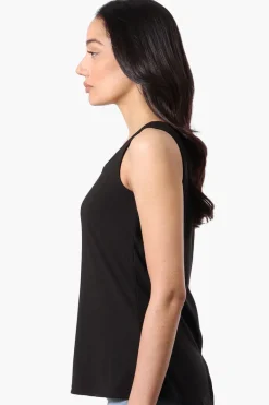 Beechers Brook Solid Square Neck Tank Top - Black