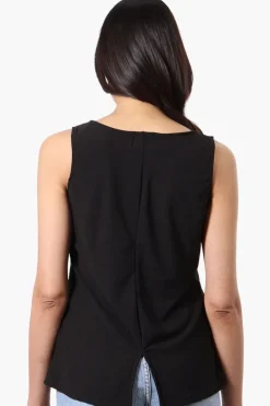 Beechers Brook Solid Square Neck Tank Top - Black