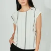 Beechers Brook Striped Circle Neck Tee - White