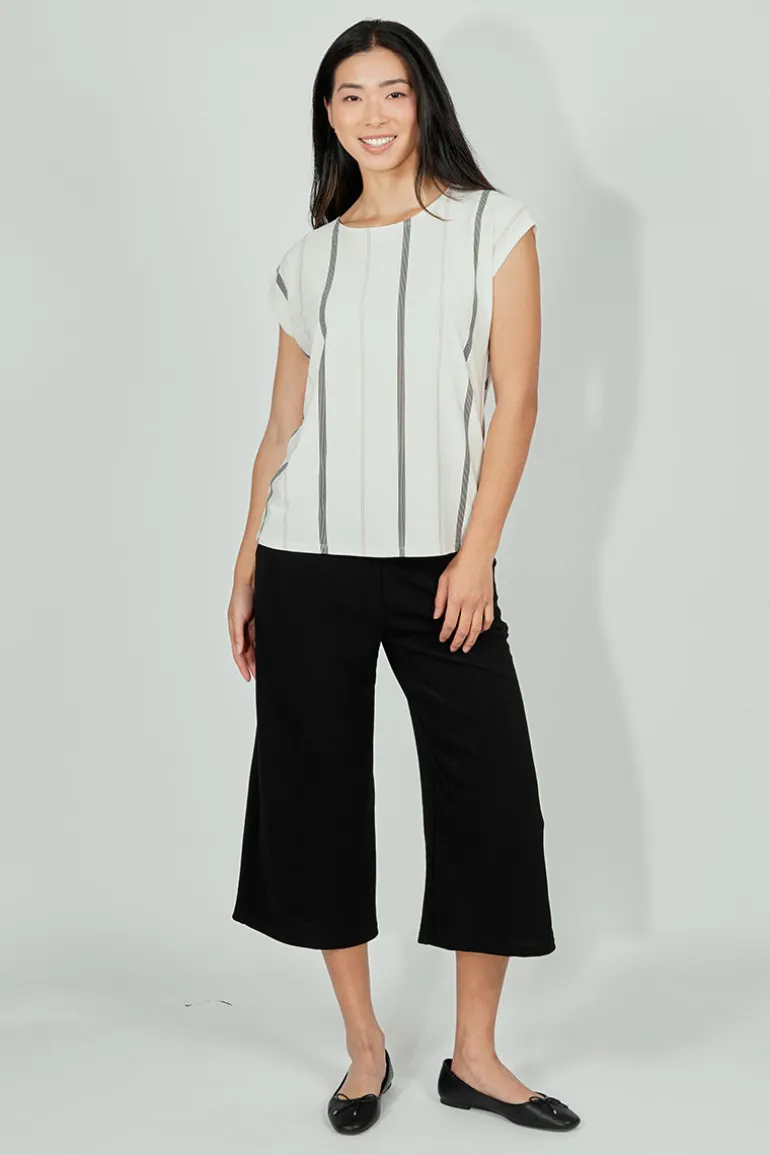 Beechers Brook Striped Circle Neck Tee - White