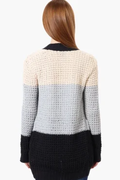 Beechers Brook Striped Colour Block Wrap Cardigan - Grey