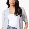 Beechers Brook Textured Open Shrug Cardigan - Grey