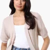Beechers Brook Textured Open Shrug Cardigan - Beige