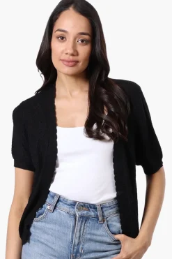 Beechers Brook Textured Open Shrug Cardigan - Black