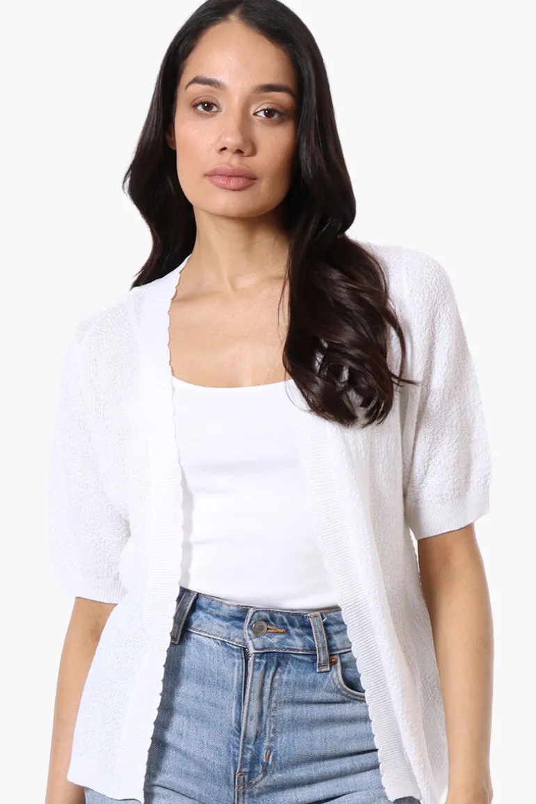 Beechers Brook Textured Open Shrug Cardigan - White