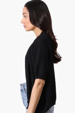 Beechers Brook Textured Open Shrug Cardigan - Black