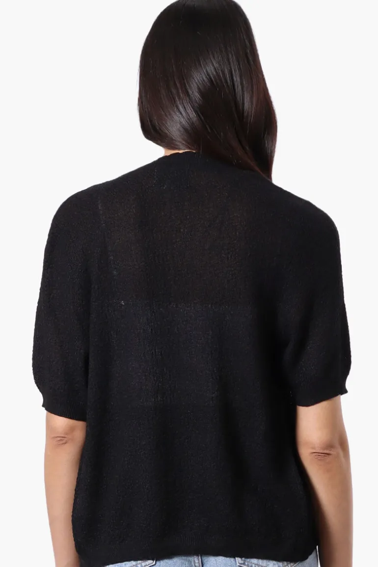 Beechers Brook Textured Open Shrug Cardigan - Black