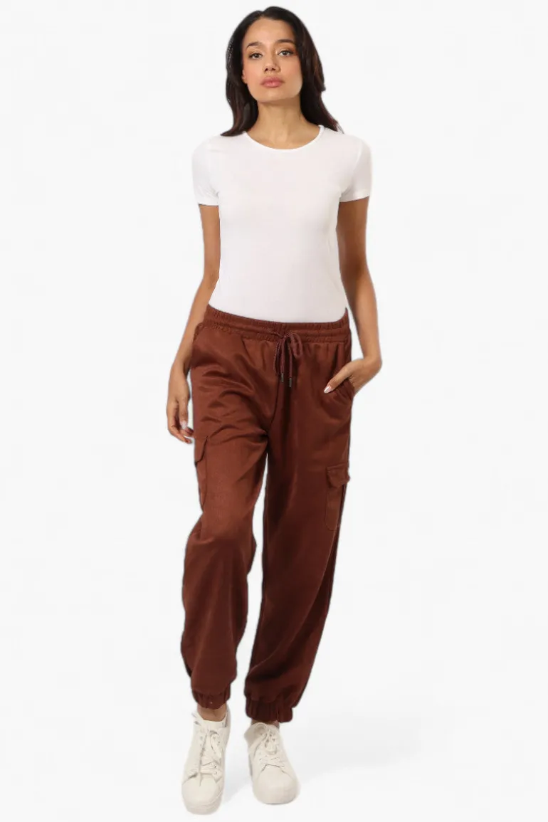 Beechers Brook Tie Waist Suede Cargo Jogger Pants - Brown
