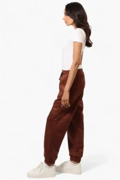 Beechers Brook Tie Waist Suede Cargo Jogger Pants - Brown
