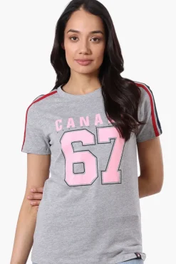 Canada Weather Gear 67 Print Stripe Detail Tee - Grey