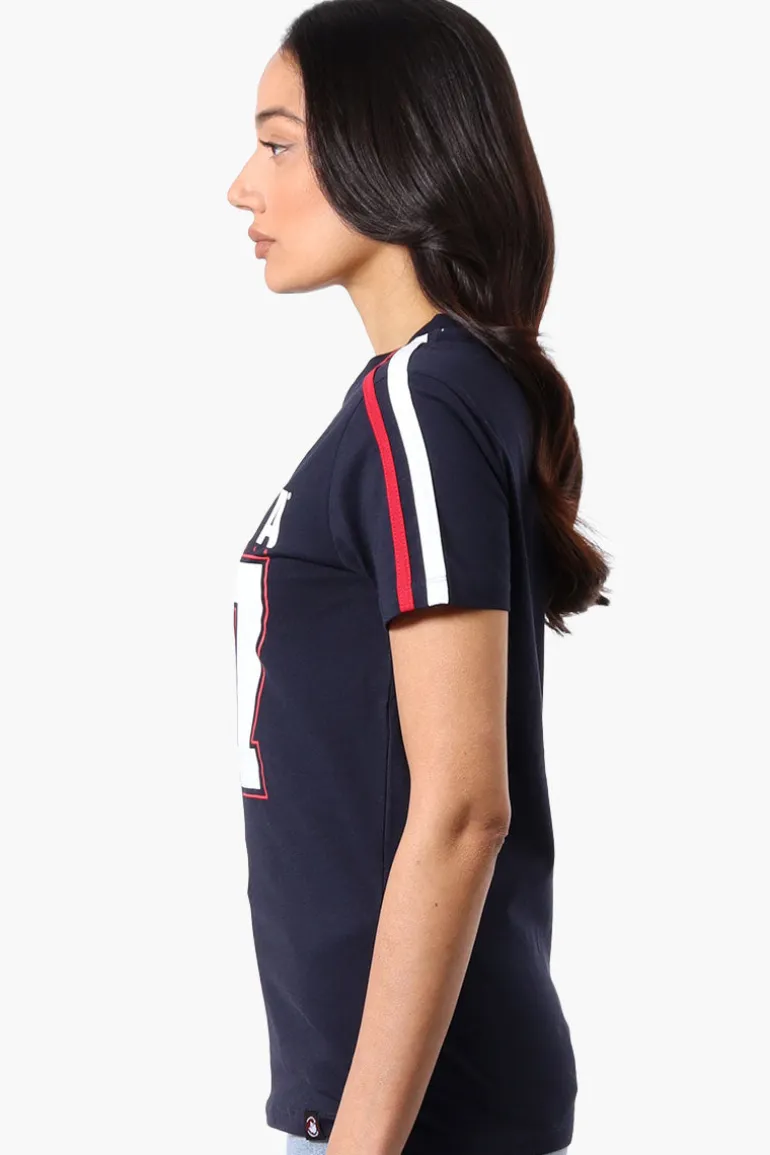 Canada Weather Gear 67 Print Stripe Detail Tee - Navy