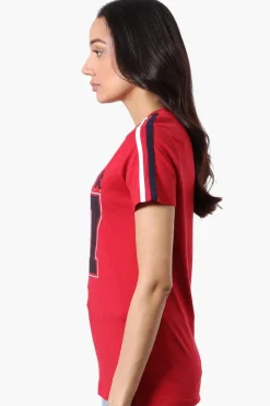 Canada Weather Gear 67 Print Stripe Detail Tee - Red