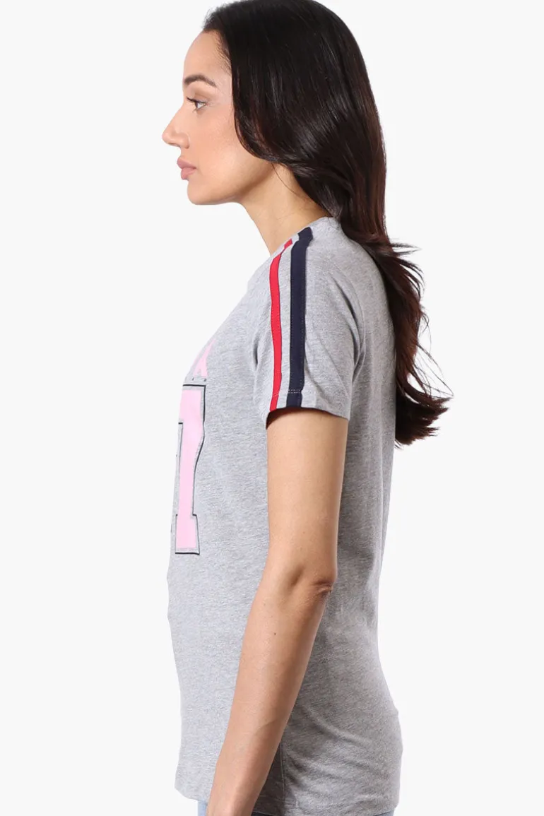 Canada Weather Gear 67 Print Stripe Detail Tee - Grey