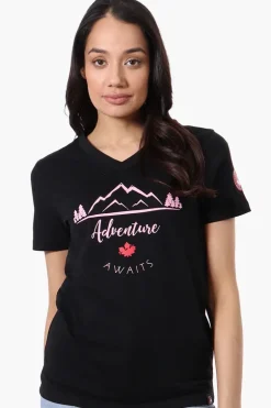 Canada Weather Gear Adventure Awaits Print Tee - Black