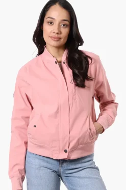 Canada Weather Gear Basic Zip Up Bomber Lightweight Jacket - Pink