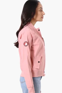Canada Weather Gear Basic Zip Up Bomber Lightweight Jacket - Pink
