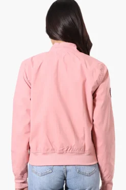 Canada Weather Gear Basic Zip Up Bomber Lightweight Jacket - Pink