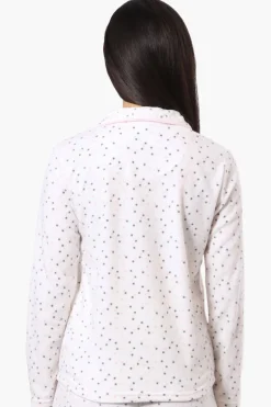 Canada Weather Gear Button Down Dotted Pattern Pajama Top - White