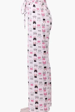 Canada Weather Gear Cat Pattern Wide Leg Pajama Pants - Pink