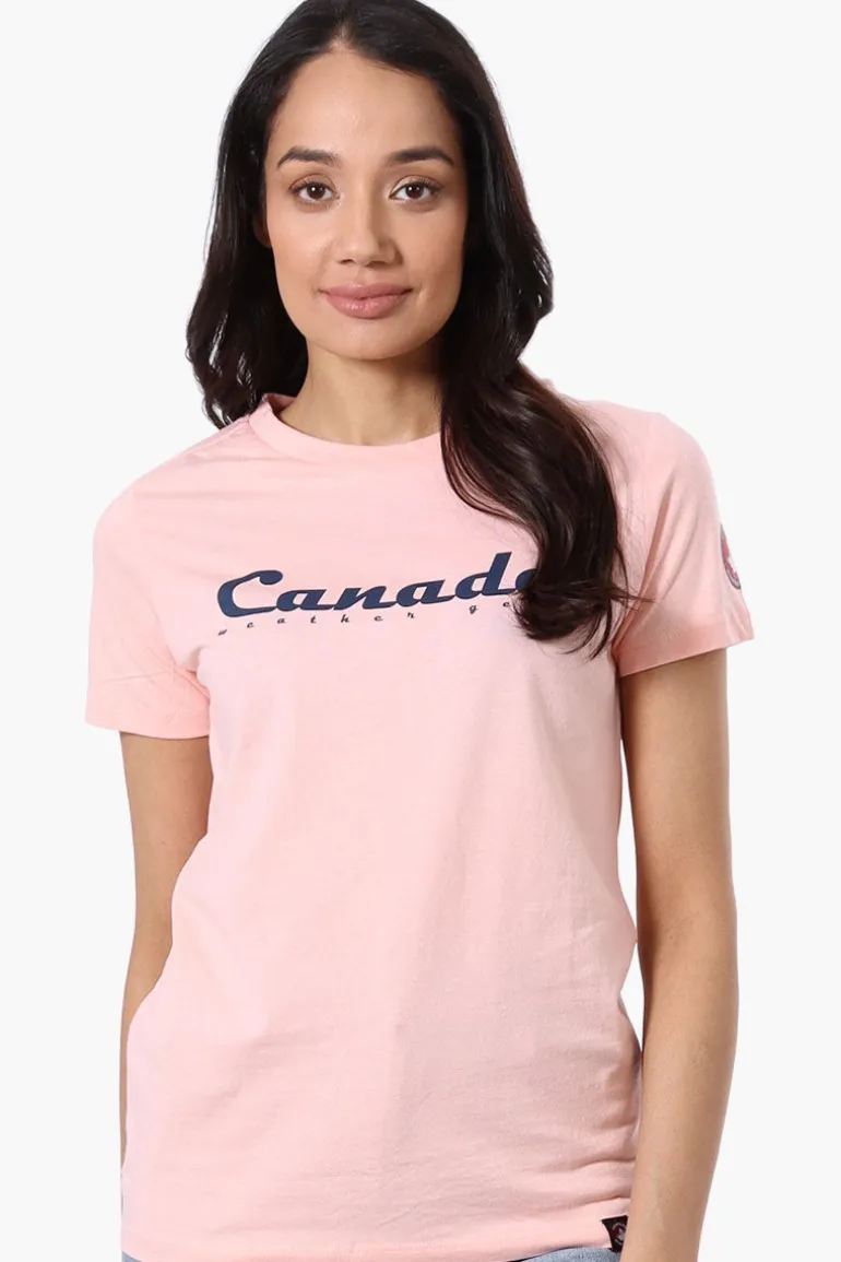 Canada Weather Gear Chest Logo Print Tee - Pink