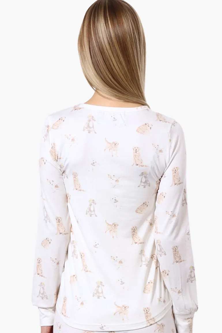 Canada Weather Gear Dog Pattern Pajama Top - White