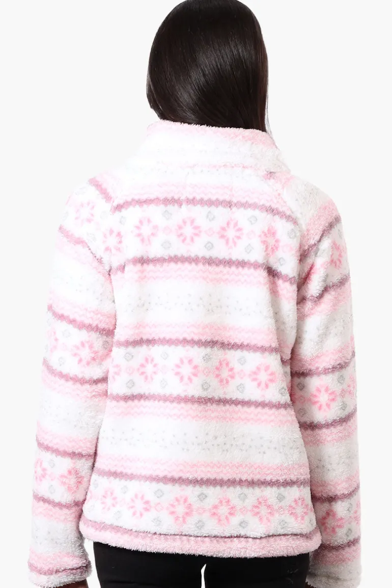 Canada Weather Gear Fair Isle Pattern 1/4 Zip Pullover Sweater - Pink