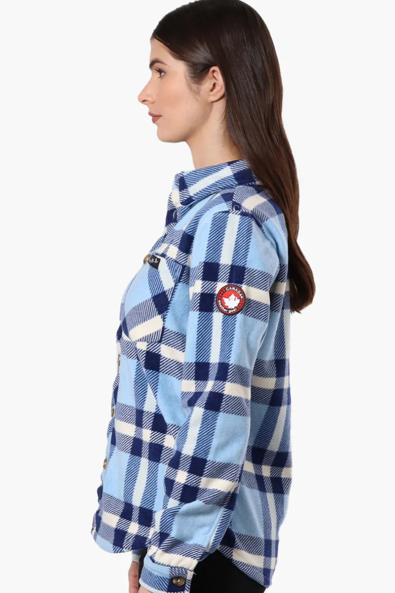 Canada Weather Gear Fleece Plaid Button Up Shirt - Blue