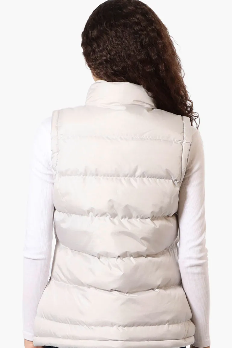 Canada Weather Gear Fleece Lined Collar Bubble Vest - Stone