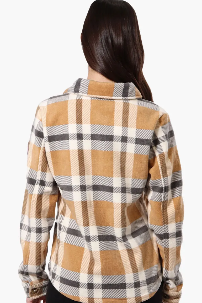 Canada Weather Gear Fleece Plaid Button Up Shirt - Beige