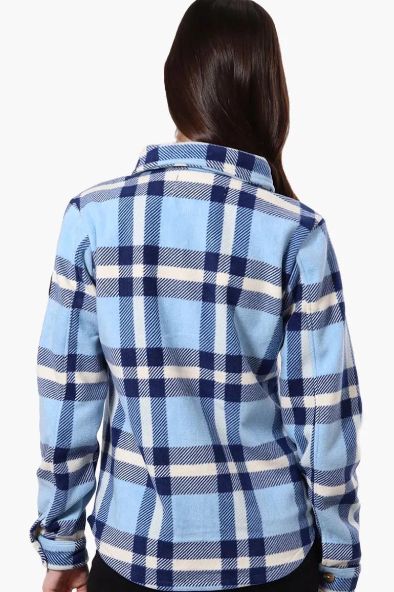 Canada Weather Gear Fleece Plaid Button Up Shirt - Blue