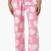 Canada Weather Gear Heart Pattern Wide Leg Pajama Pants - Pink