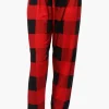 Canada Weather Gear Plaid Tie Waist Jogger Pajama Pants - Red