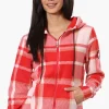 Canada Weather Gear Plaid Fleece Hoodie - Red