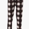 Canada Weather Gear Plaid Tie Waist Jogger Pajama Pants - White