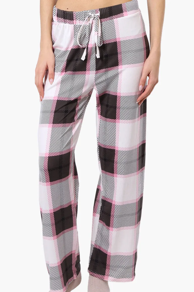 Canada Weather Gear Plaid Wide Leg Pajama Bottoms - White