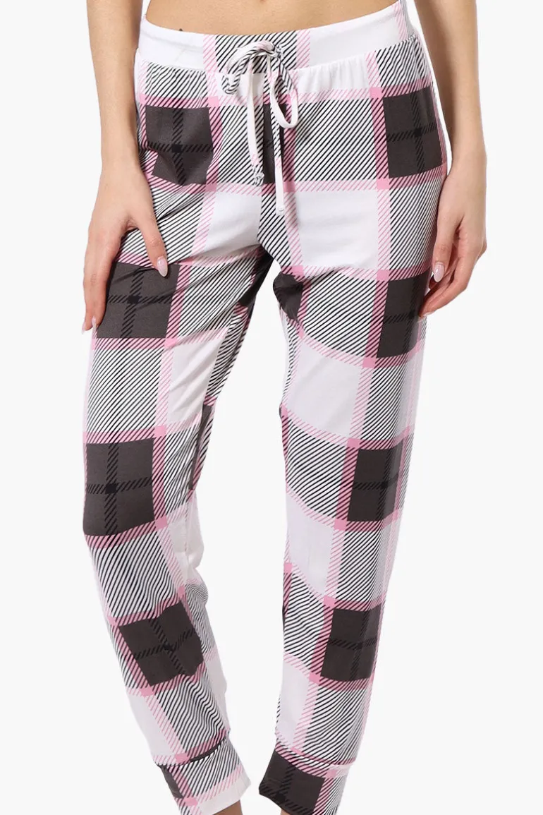Canada Weather Gear Plaid Tie Waist Pajama Bottoms - White