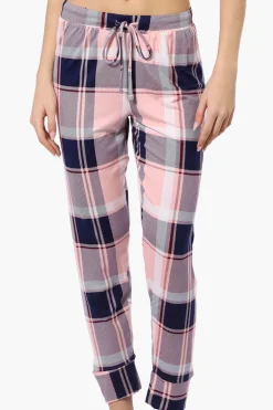 Canada Weather Gear Plaid Tie Waist Pajama Bottoms - Pink